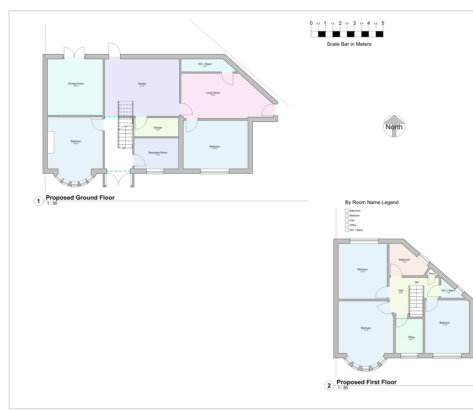 Existing first floor plan with bedroom, bathroom and hall layout showing current arrangement before proposed loft works