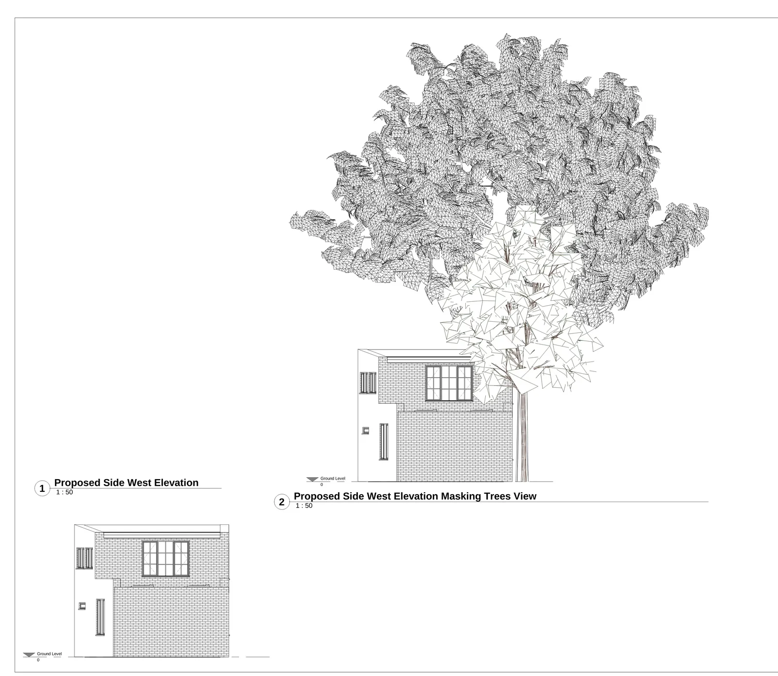 Proposed 3D rear perspective rendering showing garden elevation, roof form and extension design in context