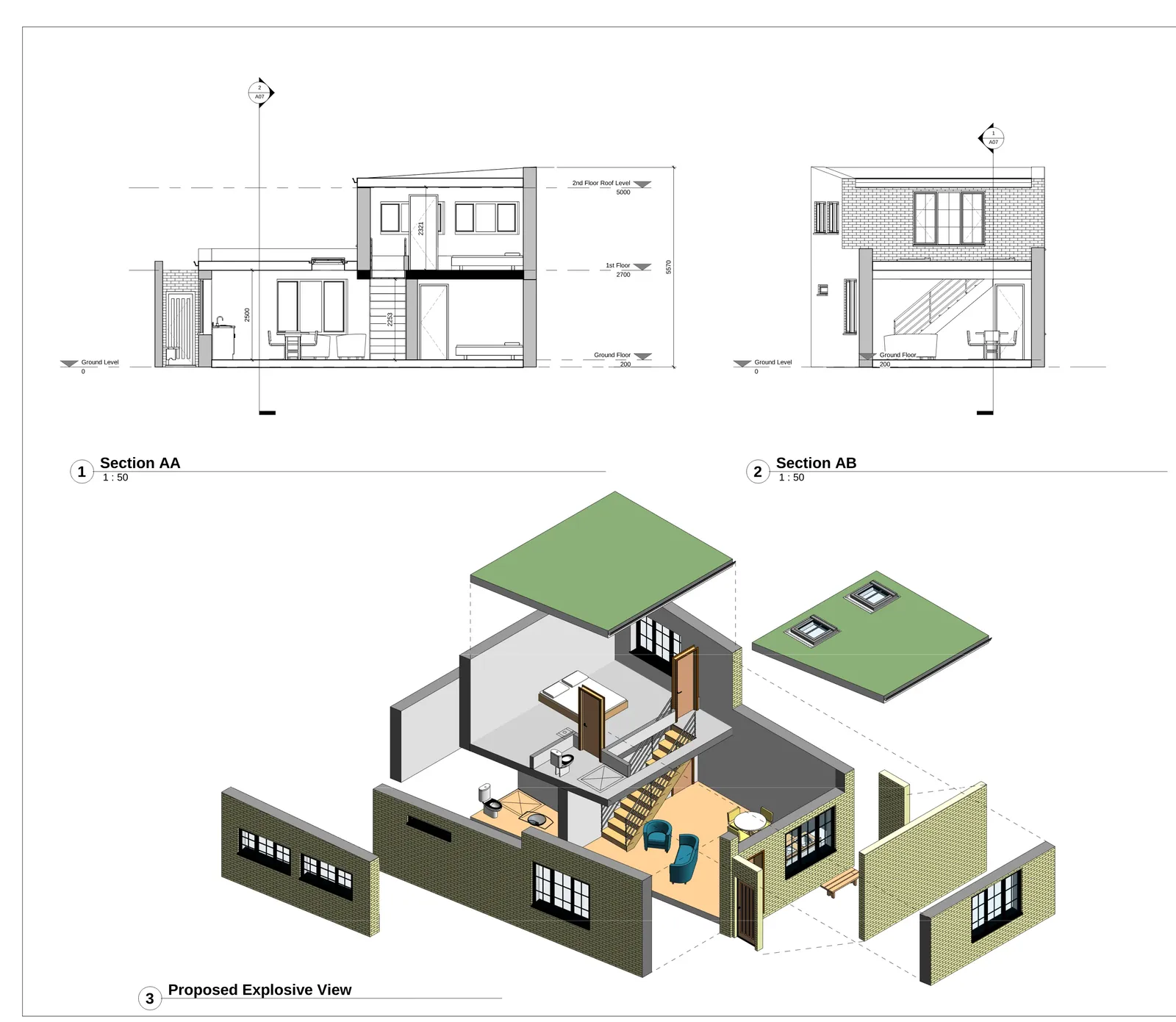 Proposed ground floor plan with landscape design showing garden layout, planting areas and external arrangement