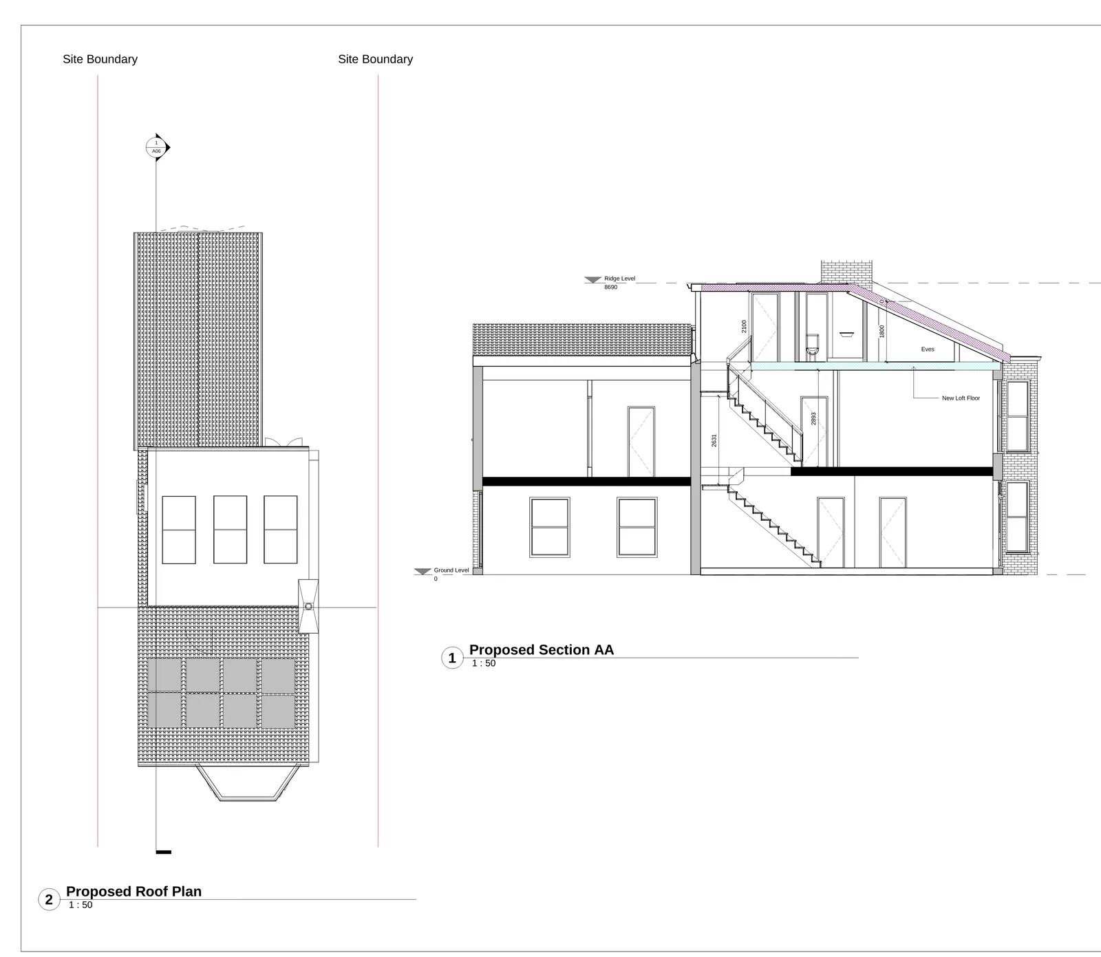 Proposed elevation drawings showing all sides with dormer, rear extension and roof alterations for planning