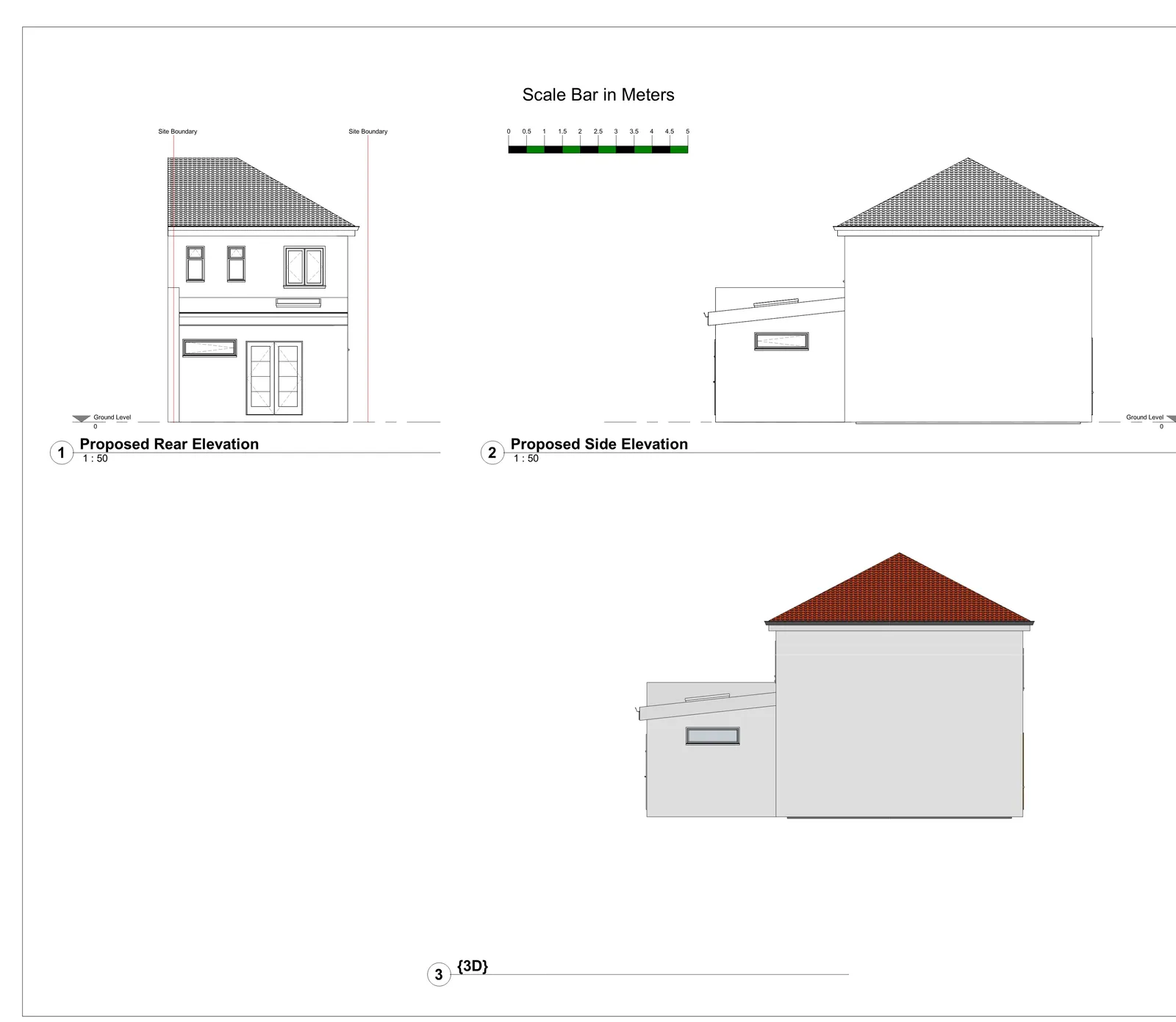 Proposed roof plan and section drawing showing extension roof form and internal arrangement