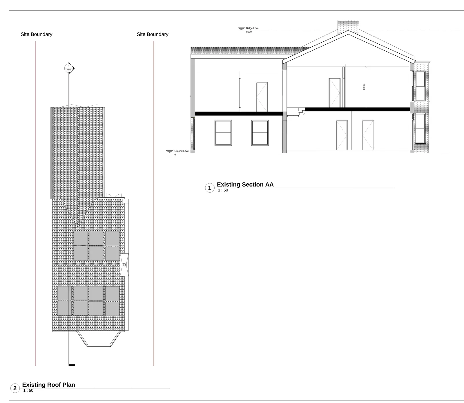 Proposed ground floor plan showing rear extension with open-plan kitchen, dining and living layout